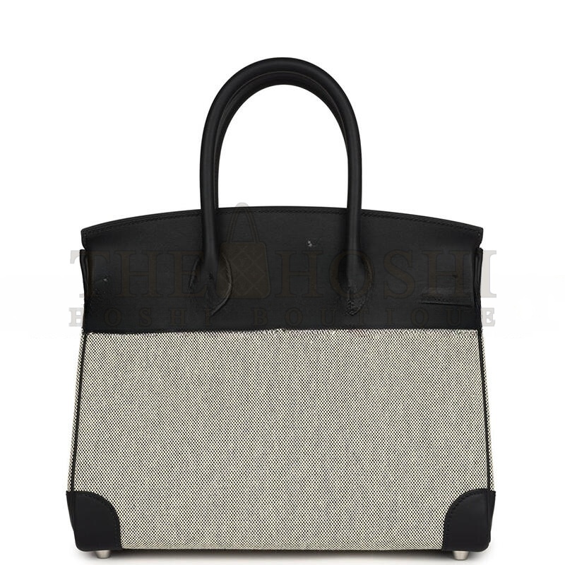 H**me5 BIRKIN 30 BLACK SWIFT AND ECRU TOILE PALLADIUM HARDWARE (30*22*15cm) Master Quality